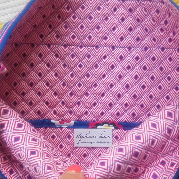 Stephanie Dawn Floral Medallions Tote Purse HoBo bag Blue Pink Yellow Quilted - Picture 4 of 6